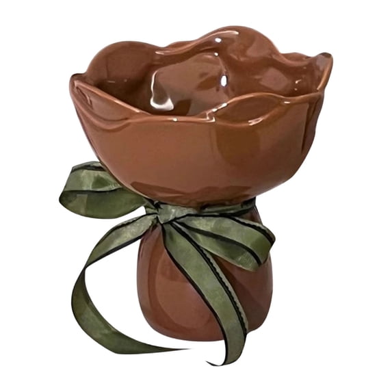 Qiweii Luxury Handheld Flower Shaped Ceramic Vase Creative Decor for Home and Tabletop