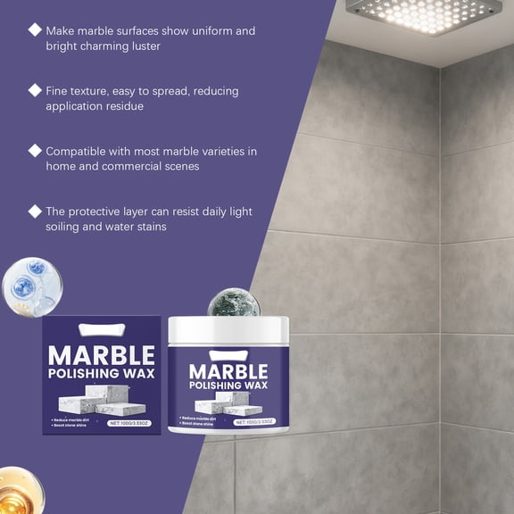 Qiweii Marble Polishing Wax 3.53 Ounce, Deep Shine Enhancer and Protective Sealant for Tiles and Slabs, Home Stone Care Accessory