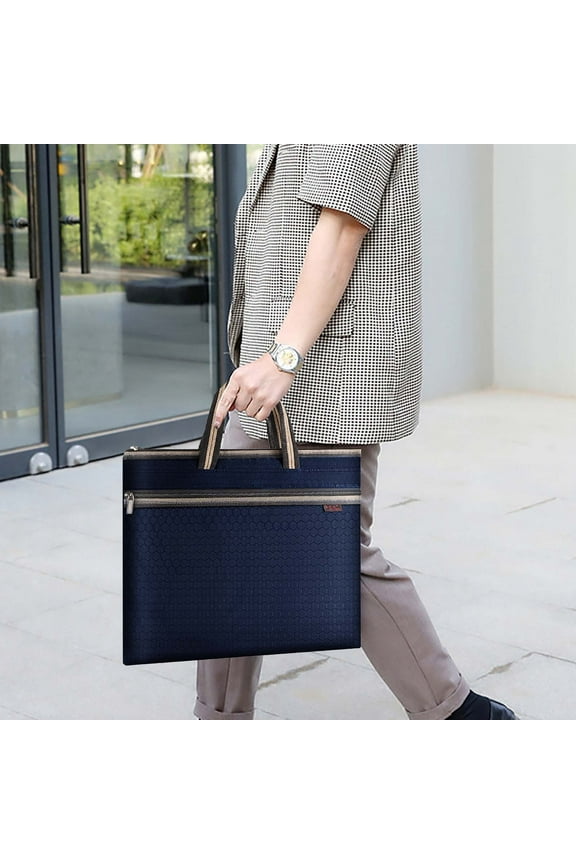 Men's Waterproof Business Briefcase, Portable A4 Cloth File Bag, Office Data Storage Bag