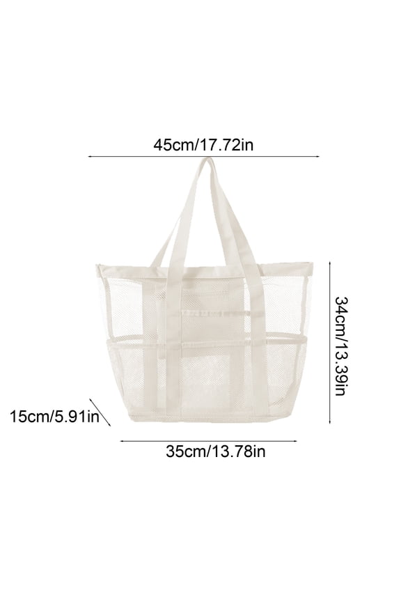 Mesh Beach Bag, Large Beach Tote with Zipper Pocket for Family Pool Bag for Toys & Vacation Essentials Outdoor Beach Bag
