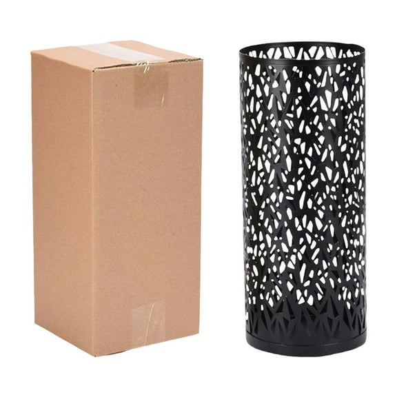 Qiweii Metal Hollowed Freestanding Round Umbrella Stand,Sturdy Structure,Entryway Umbrella Rack Organizer Bin