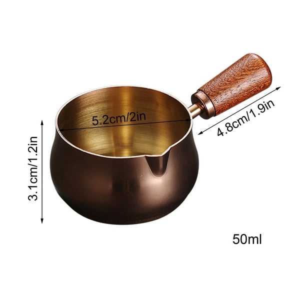Qiweii Mini 304 Stainless Steel Milk Warmer 60ml/120ml/180ml Wooden Handle Reusable For Chocolate Melting Small Cooking Pot
