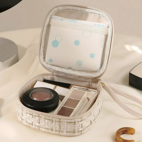 Qiweii Mini Toiletry Bag Small Cosmetic Bag For Purse With Inner Pocket Small Pouch For Feminine Products Makeup Lipstick Storage