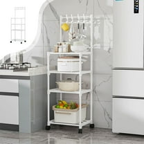 Qiweii Multipurpose Kitchen Storage Shelf, 5-Tier Floor Standing Organizer Rack for Pantry, Bathroom, Household, Multi-Layer Storage Shelves for Pots, Plants, Books, Simple Assembly