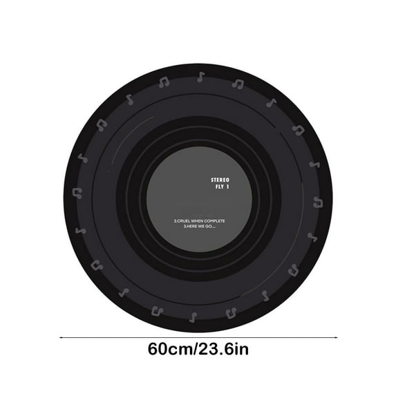 Qiweii Music Record Black Round Area Rug for Bedroom Bathroom Living Room Study Playing,Non-Slip Floor Mat Carpet Home Decor Rugs, 3' Diameter