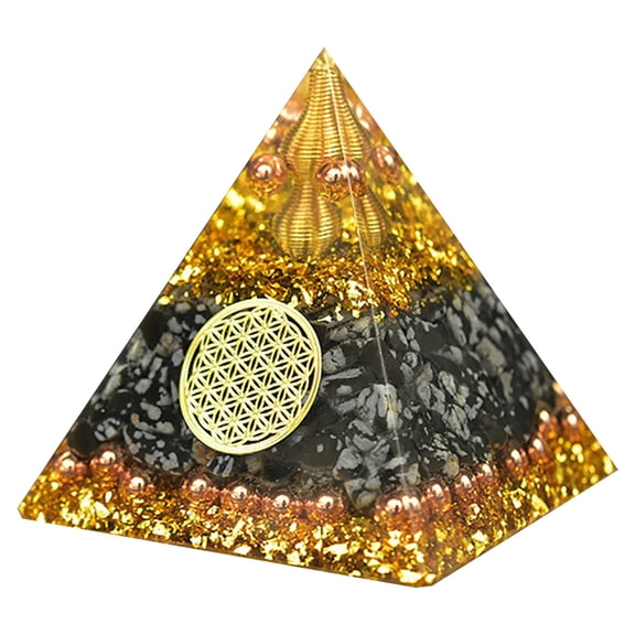 Qiweii Natural Crystal Chip Epoxy Pyramid Figurine，Energy Tower Home Decor