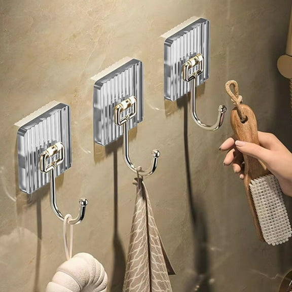 Qiweii Non-Marking No-Drill Adhesive Hooks Strong Glue Thickened Household Hooks for Bedroom Bathroom Coats