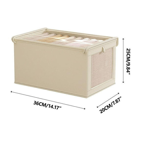 Qiweii Oxford Cloth Windowed Clothes Storage Box Medium Size with Lid Visible Design for Closet Sweater and Accessory Storage