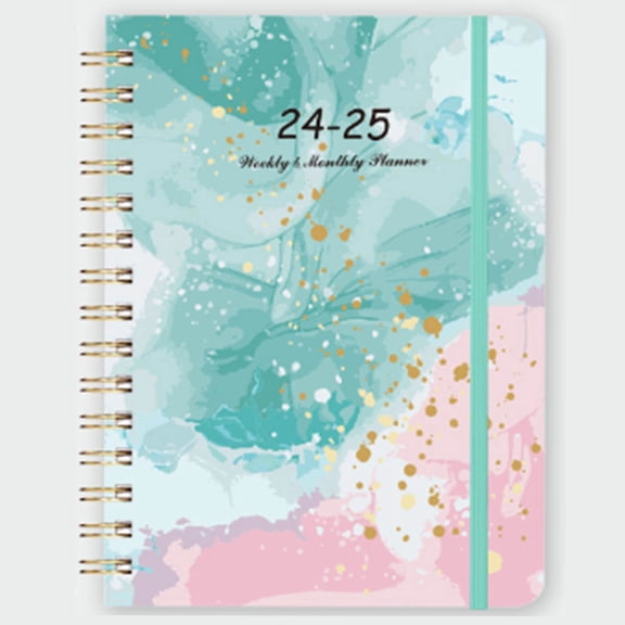 Qiweii Personalized Weekly and Monthly Planner Schedule Book Floral Diary Spiral Notebook，Organizational Notebook for Daily Planning