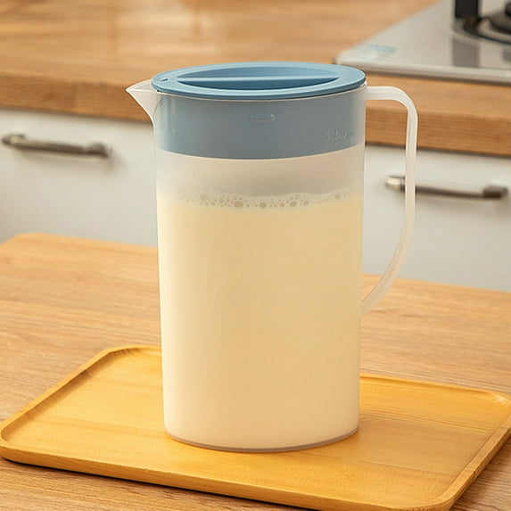 Qiweii Plastic Water Pitcher with Lid BPA-FREE Carafes Mix Drinks Water Jug for Hot/Cold