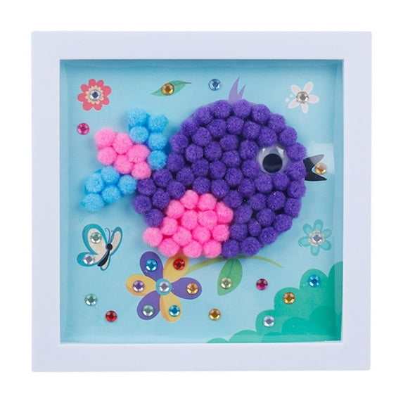 Qiweii Pom Pom Picture Frame Art Kit,DIY Craft Set for Creative Handmade Decor and Leisure Activity