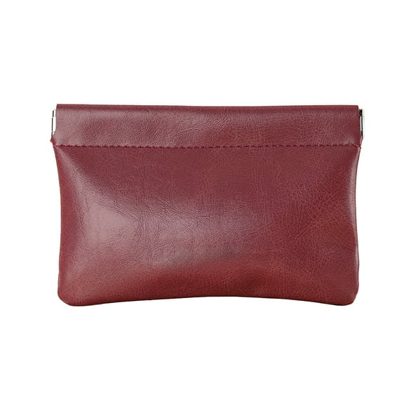 Qiweii Portable Coin PouchAutomatic Pouchic Snap Closure Pouches Mini Leather Cosmetic Bags Small Squeeze Top Waterproof Horizontal Style