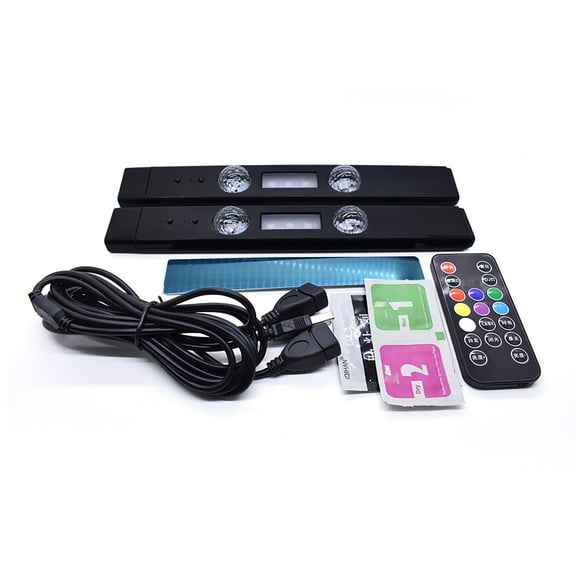 Qiweii Rechargeable 1 To 2 RGB LED Strip Light with Remote Control English Version,Sound Activated Multicolor Light Kit with 14 Scene Modes for Car Interior Dashboard and Party Decoration