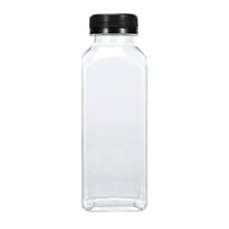 Qiweii Reusable Plastic Juice Bottles with Cap, Clear Reusable Containers with Lids, Great Bottles for Making Juice, Milk, Salad Dressing
