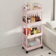 thumbnail image 1 of Qiweii Rolling Storage Cart with Armrests, 4-Layer Kitchen Utility Cart Mobile Organizer with Wheels, for Bathroom Toiletries Storage, Bedroom, Pantry, Storage Rack with Handles, 1 of 6