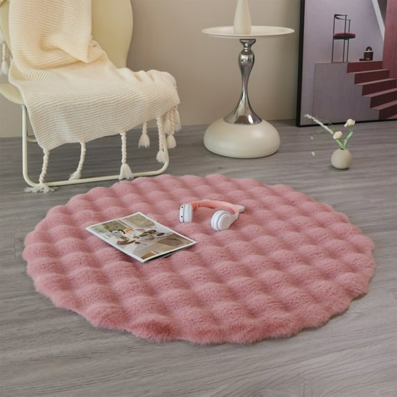 Qiweii Round Living Room Floor Cushion, Sofa Coffee Table Carpet Pillow, Soft Flannel Floor Seat Cushion