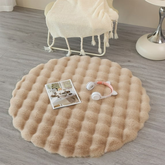 Qiweii Round Living Room Floor Cushion, Sofa Coffee Table Carpet Pillow, Soft Flannel Floor Seat Cushion