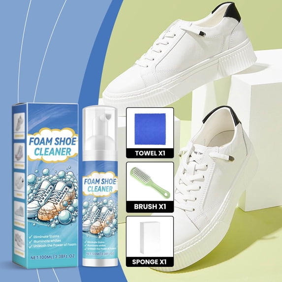 Qiweii Shoe Cleaning Kit Yellow Edge Whitener Portable Brightener,All In One Shoe Care Set for Sneaker Stain Removal Yellowing Correction Restoration and Protective Care
