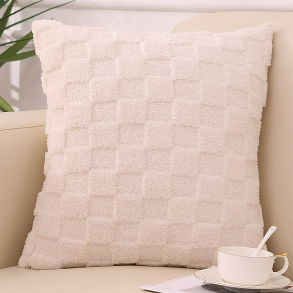 Qiweii Shu Velvet Furry Pillow Set, Living Room Sofa Cushion, Office Backrest Lumbar Support Pillow