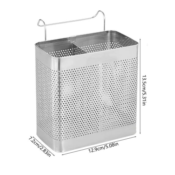 Qiweii Silverware Drying Basket, Kitchen Sink Utensil Holder Replacement,Countertop Organizer Stainless Steel 304 Flatware Cutlery Caddy(2 Compartments)