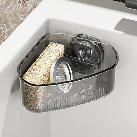 Qiweii Over Sink Corner Dish Drying Rack, 2-Tier Kitchen Sink Organizer Holder for Sponge, Scrubber, Soap, Brush, with Drainage Tray for Countertop Storage