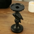 thumbnail image 1 of Qiweii Skull Candlestick Holder for Halloween Decoration, Raven Skull Skeleton Spooky Decor Pillar Candle Holder, Antique Creepy Skeleton Black Taper Candle Holders for Halloween Christmas, 1 of 6