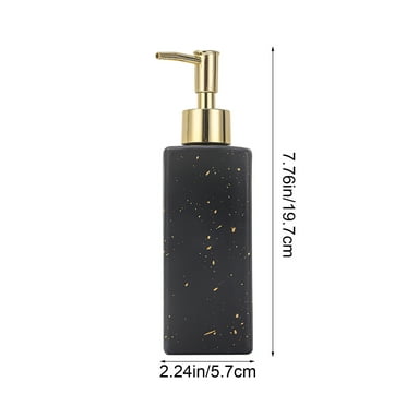 Qiweii Soap Dispenser for Bathroom Countertop, Square Green Dish Soap Dispenser Pump Bottle with Golden Stripes for Kitchen Sink Laundry Shower Lotion, Ceramic Hand Pump for Soap Liquid,350ml