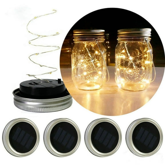 Qiweii Solar Mason Jar Lid Lights, 6.5FT Fairy String Lights for Jar Decoration