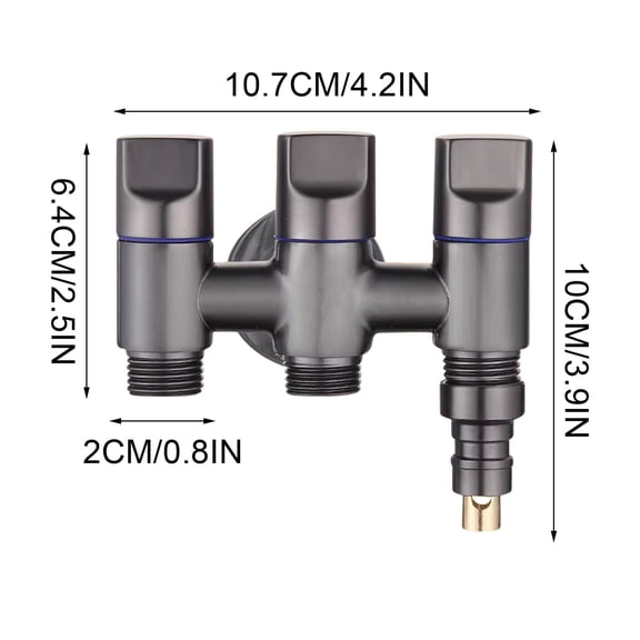 Qiweii Stainless Steel One-Inlet Three-Way Three-Control Faucet Set Rust-Proof Durable Water Tap for Kitchen Bathroom