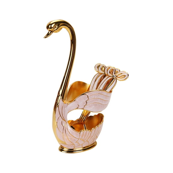 Qiweii Stylish Swan Base Combination Spoon Set，Elegant Spoon Set for Home and Dining Table Decor