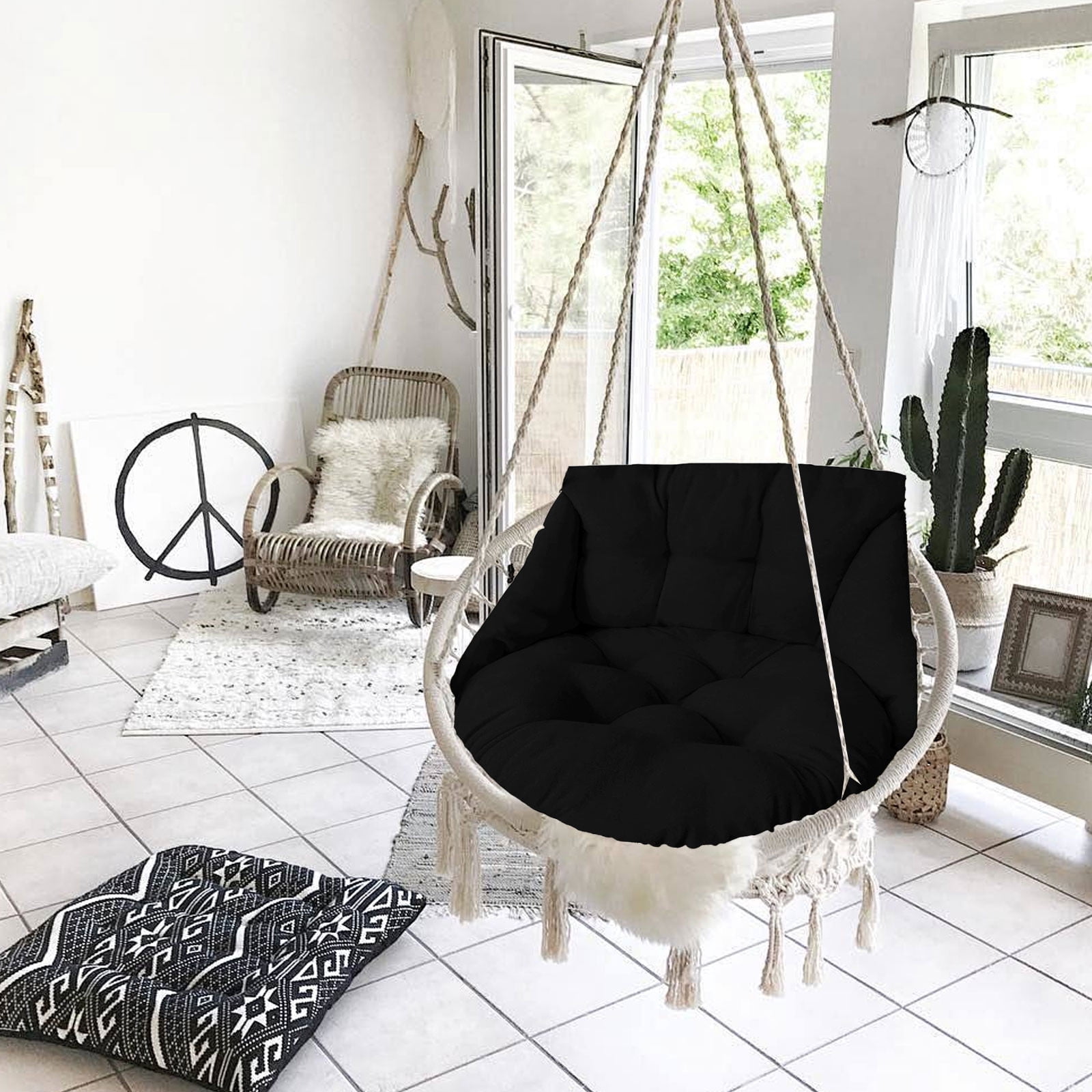 Qiweii Basket Cushion Thickened And Enlarged Cushion Swings Singles Sofa Cushion Household Hanging Chair Cloth Cushion Indoor And Outdoor Cradles Chair Cushion (Only Cushion) Indoor and outdoor