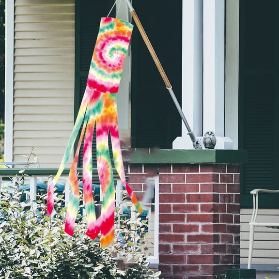Qiweii Tie Dye Windsock Flag Outdoor Hanging Decor for Garden and Festival