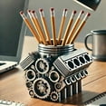 thumbnail image 1 of Qiweii V8 Engine Block Desk Organizer, Mechanic-Themed Pen Pencil Holder, Industrial Style Desk Decor, 1 of 2