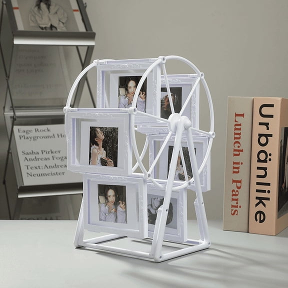 Qiweii Vintage Rotating Ferris Wheel Picture Frame - 5-Inch Durable Resin Craft, Smooth Rotation Photo Display, Ideal for Home Shelf/Bedroom/Living Room Decor, Thoughtful Gift