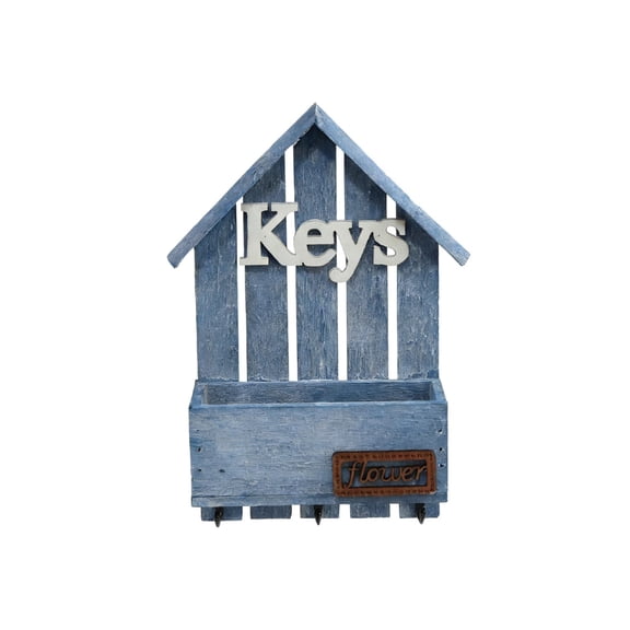 Qiweii Wall Mounted Wooden House Key Holder and Flower Pot Storage Rack