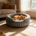 thumbnail image 1 of Qiweii Winter Plush Round Pet Bed Soft Warm Fluffy Nest Comfortable for Cats Small Dogs Home, 1 of 6