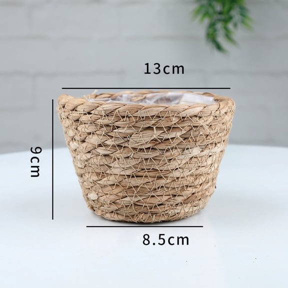 Qiweii Woven Straw and Rattan Storage Basket with Liner，Portable Handheld Basket for Home Organizing and Decoration