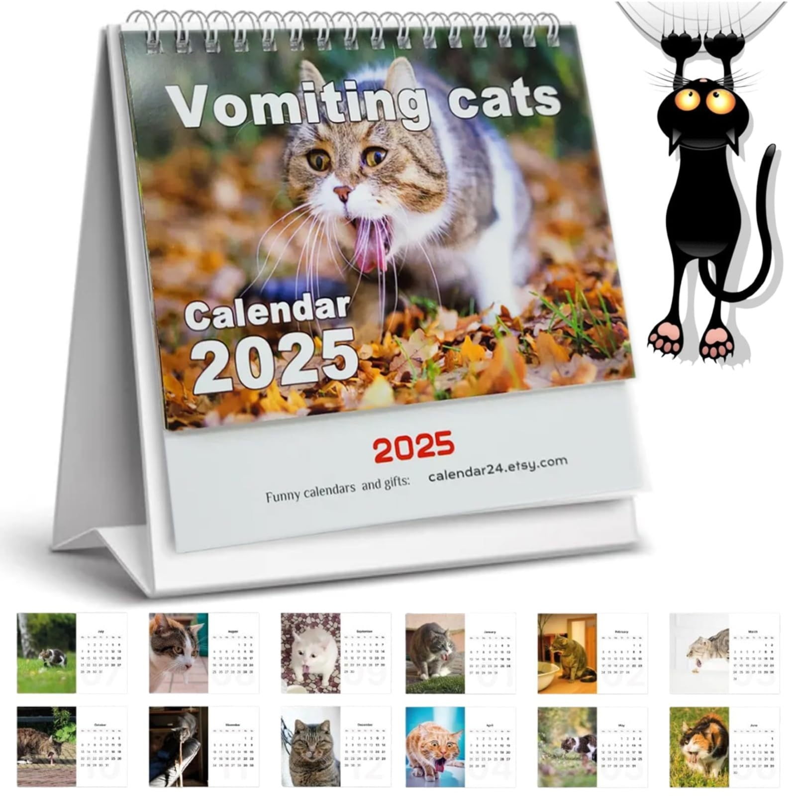 Qixi Calendar 2025 Vomiting Cats 2025 Desk Calendar Cat 2025 Calendar