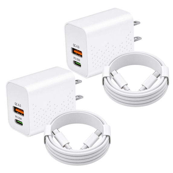 Qixxronics 35W USBC Fast Charger [2PCS] 3FT USB C Charger Cable ...