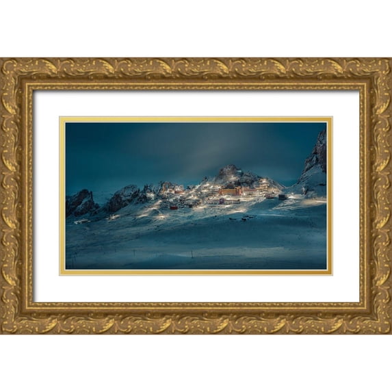 Qiye 18x12 Gold Ornate Wood Framed with Double Matting Museum Art Print Titled - Zizhu Temple-Tibet A??CNae??A?Ad?A??