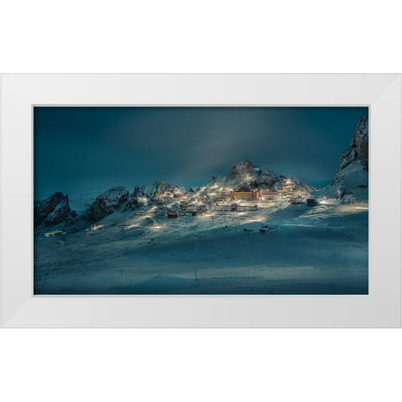 Qiye 24x15 White Modern Wood Framed Museum Art Print Titled - Zizhu Temple-Tibet A??CNae??A?Ad?A??