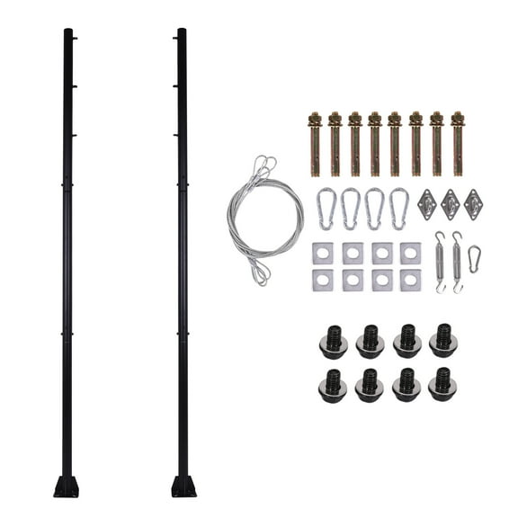 Qiyester 2 Pack 10FT Shade Sail Poles 2.4in Diameter Metal Outdoor Support Post Kit Heavy Duty Shade Sail Post for Deck Patio Outside Backyard