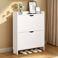 thumbnail image 1 of Qiyester 2-Tier Wooden Entryway Shoe Cabinet, Freestanding with Flip-Top Drawers, Suitable for Bedrooms and Living Rooms, 1 of 8