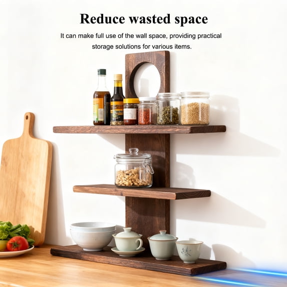 Qiyester 3 Tier Desktop Spice Rack Wood Cup Display Stand Vertical Desk Shelf for Office,Dormitory, Home (Model 2)