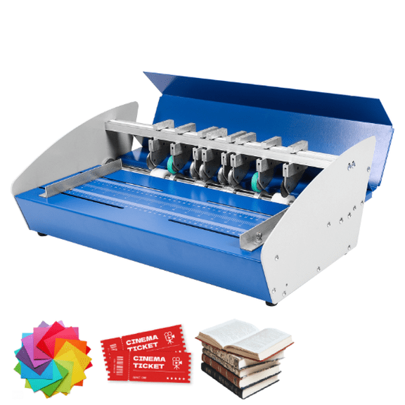 Qiyester 3-in-1 Electric Creasing Machine, 460mm Paper Dotted Line Cutting, Creasing, and Punching Machine with Scale, Suitable for Cards, Invitations, and Tickets