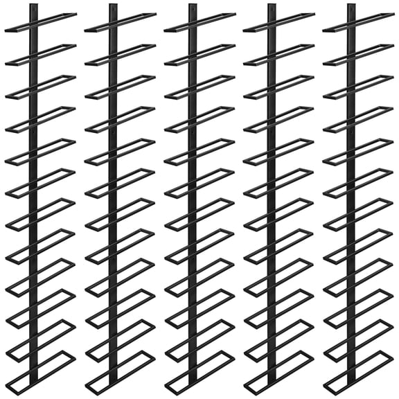 Qiyester 5 Pack 12 Bottle Wine Rack Wall Mounted for 60 Bottles Diy Detachable Wine Holder Metal Storage Rack for Kitchen Dining Room Bar (Black)