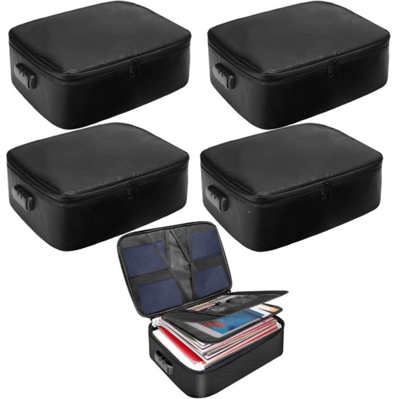 Qiyester 5 Pack Document Bag with Lock Water Resistant Fireproof File Storage Case Safe Portable Travel Home Organizer for Files,Money,Cards,Certificates