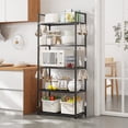 thumbnail image 1 of Qiyester 5 Tier Storage Shelves Adjustable Storage Shelf Heavy Duty Standing Shelf 66 Lbs Capacity for Kitchen Pantry Closet Bathroom Laundry Garage, Black, 1 of 9