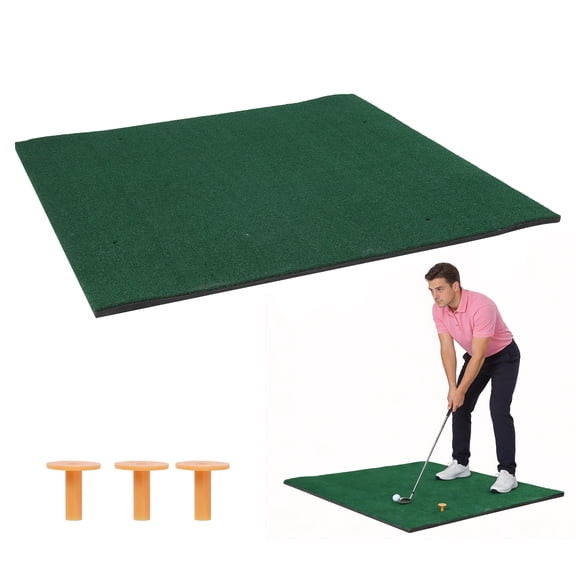 Qiyester 5x5 ft Golf Hitting Mat, Artificial Turf Practice Mat, Training Aid Mat Suitable for Outdoors, Offices, and Driving Ranges