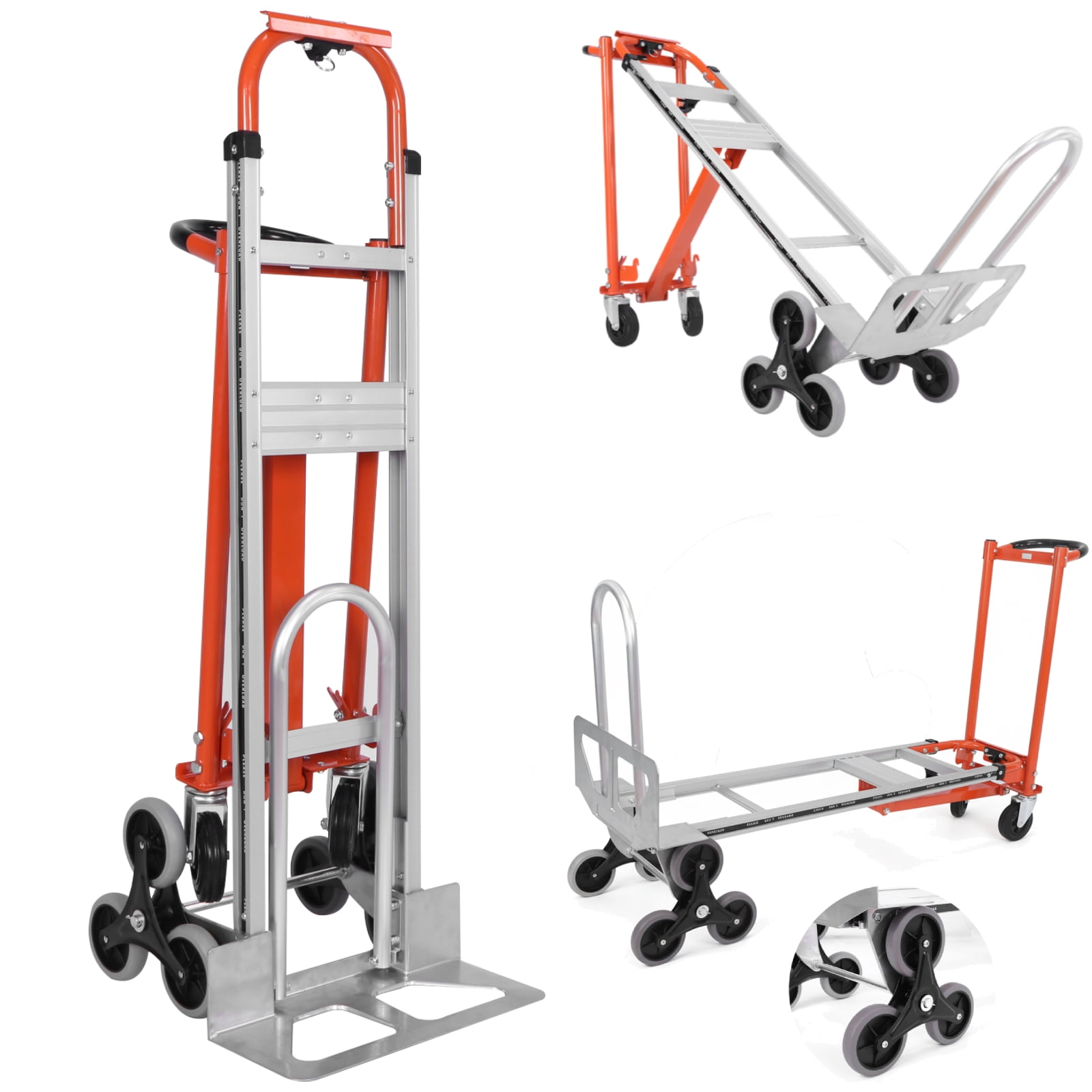 Qiyester Aluminum Hand Truck Dolly 3 in 1 Folding Convertible Stair Climbing Cart with Handle Wheels for Transport Moving Shopping Home, Office, Warehouse
